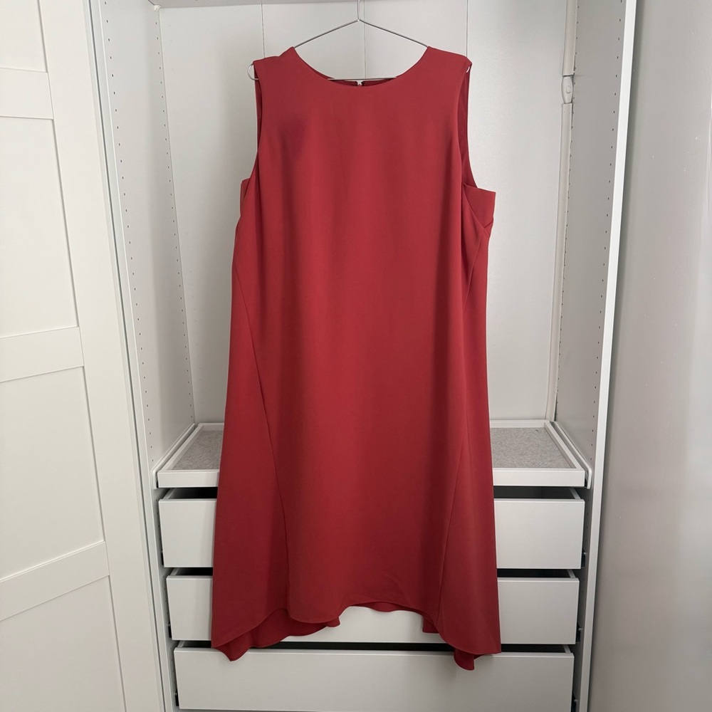 NWT Lafayette 148 NY Chic Flame Red Maxi Dress XXL Sleeveless A-Line Lagenlook